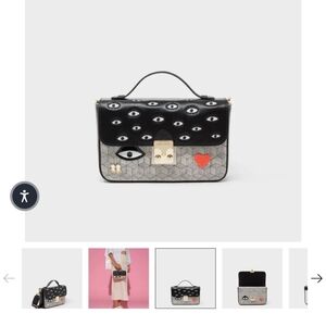 Amantis Black And Cream Leather Crossbody Mini Handbag - All Over Eyes